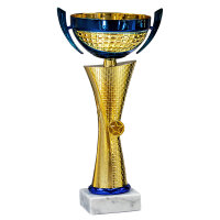 Pokal Gerda, gold/blau, 4 Größen, mit Logo...