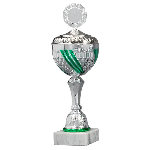 Pokal Ronja, silber/grün, 10 Größen, mit Logo oder Sportmotiv