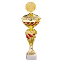 Pokal Brigitta, gold/rot, 6 Größen, mit Logo...