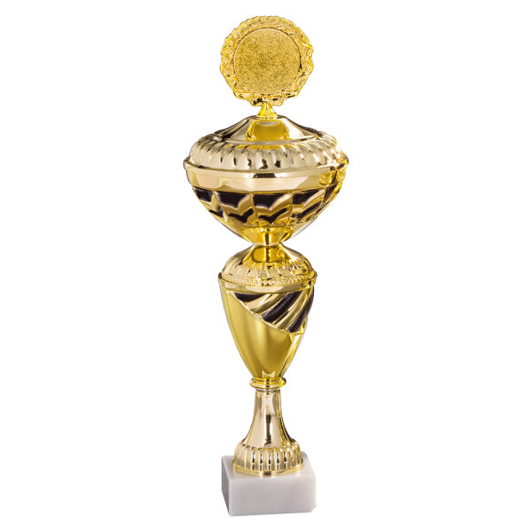 Pokal Kathrin, gold/schwarz, 6 Größen, mit Logo oder Sportmotiv