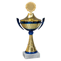 Pokal Tatjana, gold/blau, 8 Größen, mit Logo...