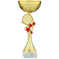 Pokal Malio, gold/rot, 5 Größen, mit Logo oder...