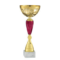 Pokal Mila, gold/rot, 5 Größen, mit Logo oder...