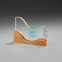 Holz-Glas-Pokal Wooden Wave, 21 cm