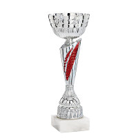 Pokal Theo, silber/rot, 36 cm