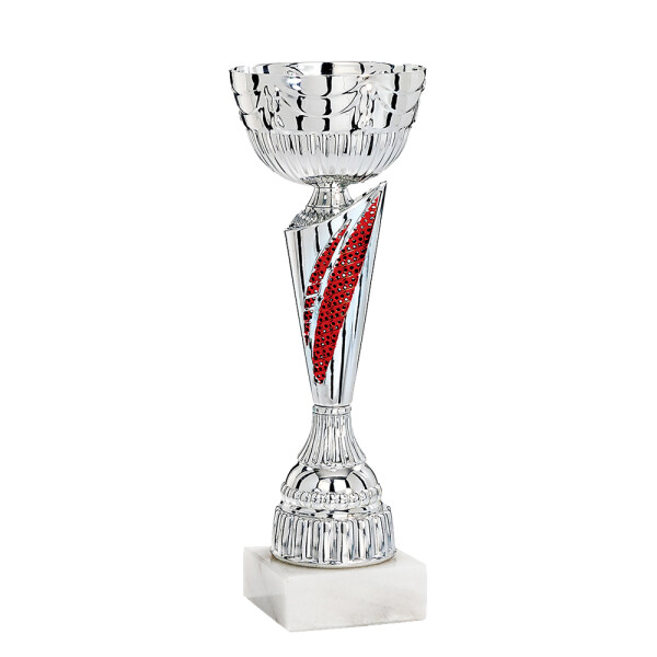 Pokal Theo, silber/rot, 33 cm