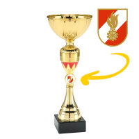 Feuerwehr-Pokal Mia, gold/rot, 36 cm