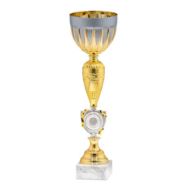 Pokal Bardia, gold/silber, 4 Größen, mit Logo oder Sportmotiv