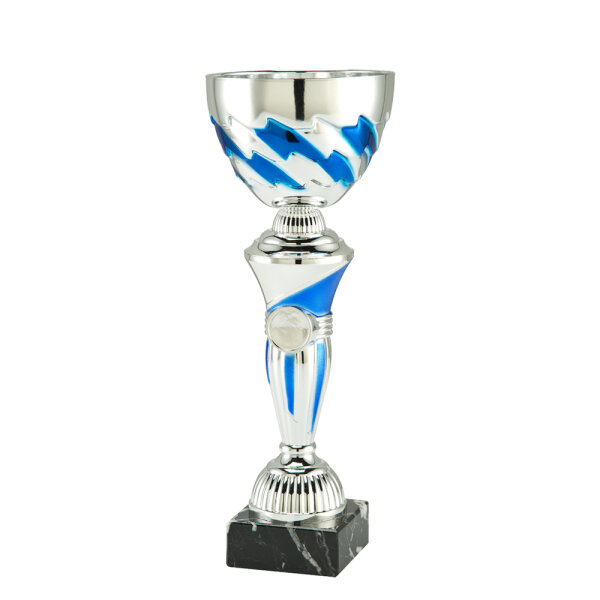 Pokal Celine, silber/blau, 6 Größen, mit Logo oder Sportmotiv