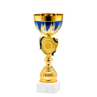 Pokal Mattis, gold/blau, 3 Größen, mit Logo...