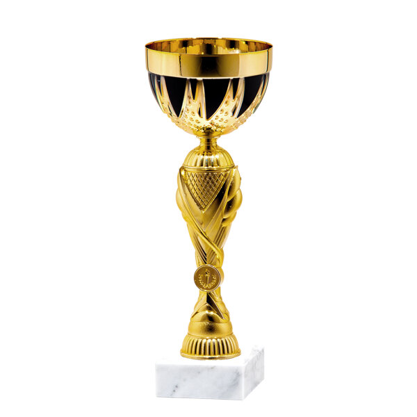 Pokal Denise, gold/schwarz, 4 Größen, mit Logo oder Sportmotiv