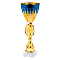 Pokal Lorenzo, gold/blau, 3 Größen, mit Logo...