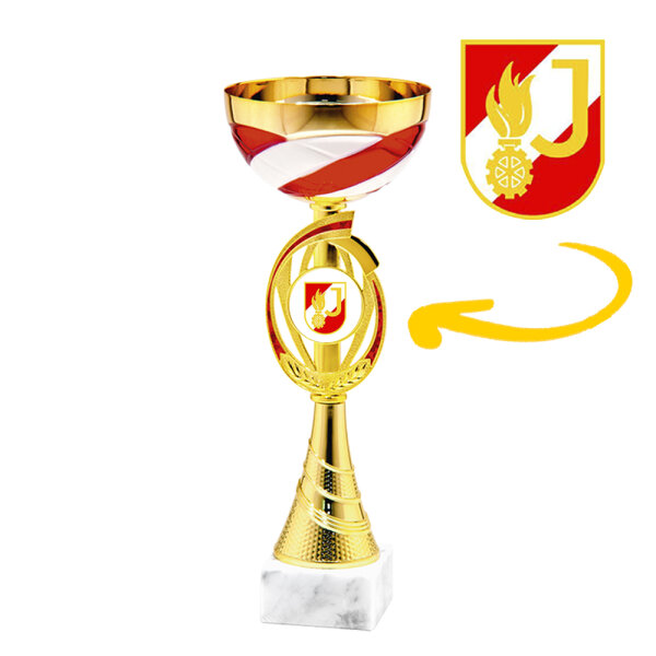 Feuerwehrjugend-Pokal Oliver, gold/rot/weiß, 3 Größen