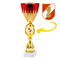 Feuerwehr-Pokal Lorenzo, gold/rot, 3 Größen